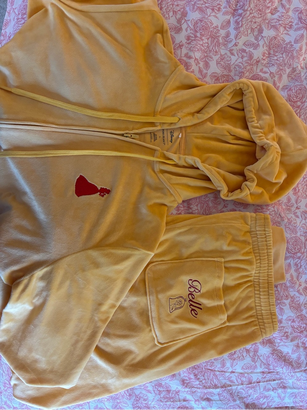 Posh Peanut Yellow Velour Belle Hoodie & Joggers Set